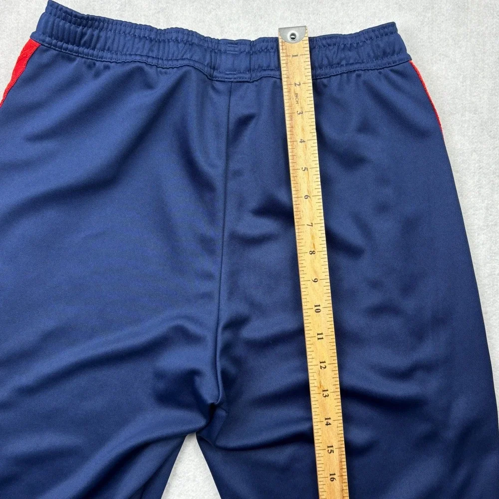 Adidas Mens Small Navy Blue Red Textured Side Stripe Soccer Track Pants FM0894